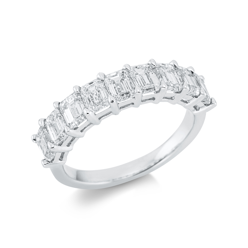 Ring 18 kt WG, 9 Sm.schliff 2,79 ct, TW-si