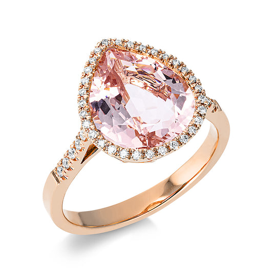 Ring 18 kt RG, 43 Brill. 0,17 ct, TW-si, 1 Morganit 3,80 ct pink