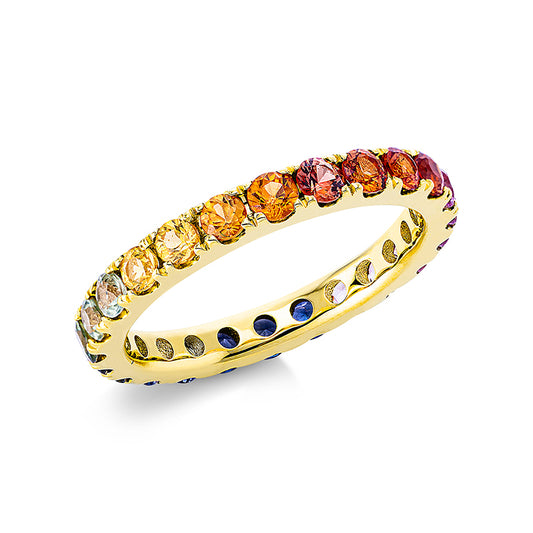 Ring 18 kt GG, 24 Saphire 1,88 ct multicolor
