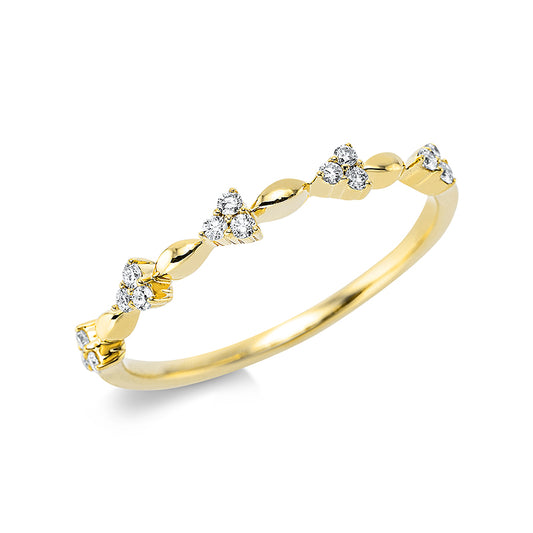 Ring 14 kt GG, 15 Brill. 0,10 ct, TW-si