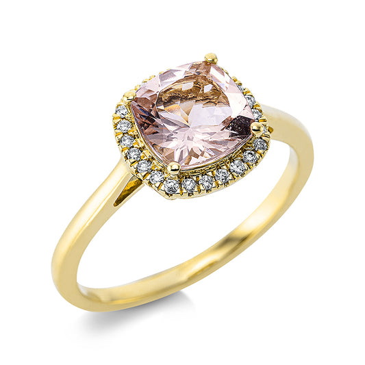 Ring 18 kt GG, 24 Brill. 0,10 ct, TW-si, 1 Morganit 1,25 ct pink