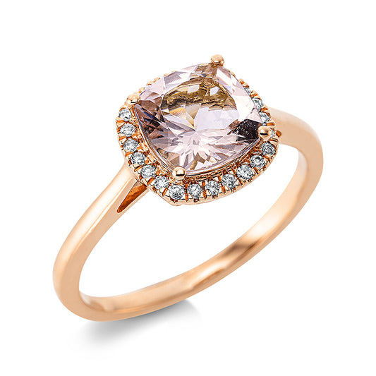 Ring 18 kt RG, 24 Brill. 0,10 ct, TW-si, 1 Morganit 1,25 ct pink