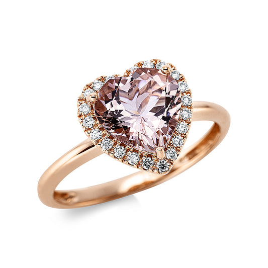 Ring 18 kt RG, 22 Brill. 0,13 ct, TW-si, 1 Morganit 2,00 ct pink