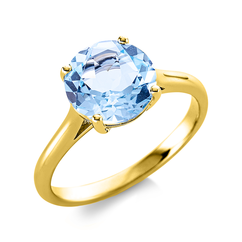 Ring 18 kt GG, 1 Topas 3,40 ct sky blue