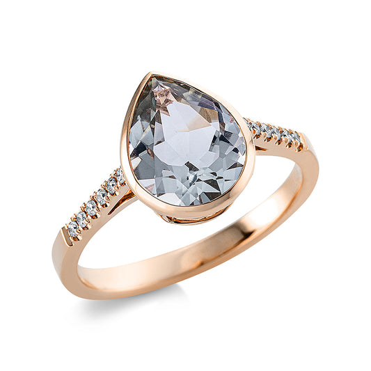 Ring 18 kt RG, 12 Brill. 0,08 ct, TW-si, 1 Amethyst 2,30 ct grün