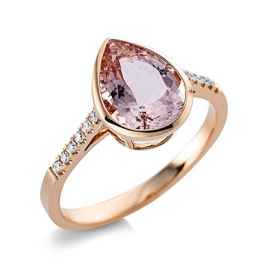 Ring 18 kt RG, 12 Brill. 0,08 ct, TW-si, 1 Morganit 2,30 ct rosa