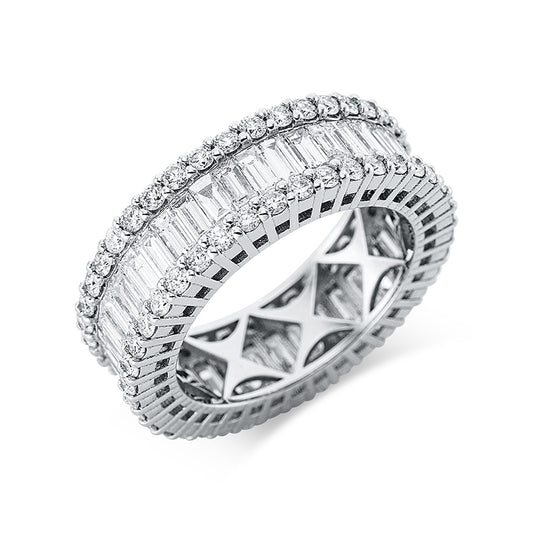 Ring 18 kt WG, 43 Bag. 2,88 ct, F-vsi, 78 Brill. 1,45 ct, F-si