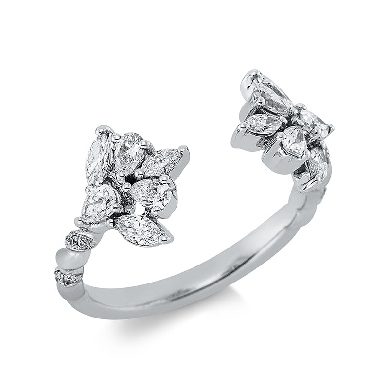Ring 18 kt WG, 6 Nav. 0,27 ct, TW-si, 6 Tropfen 0,33 ct, TW-si, 12 Brill. 0,04 ct, TW-si