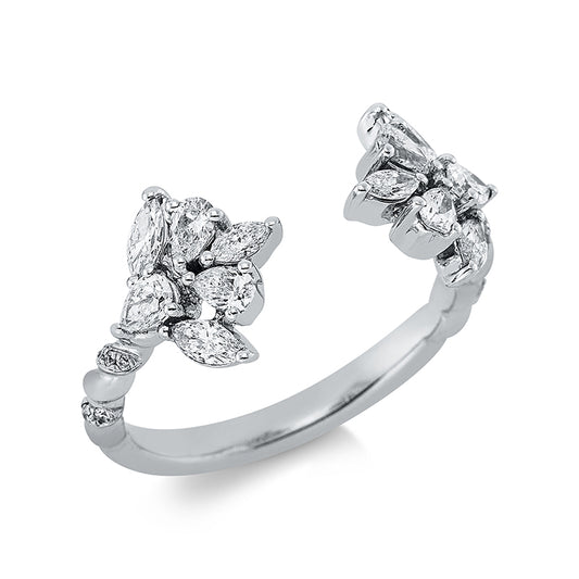 Ring 18 kt WG, 6 Nav. 0,27 ct, TW-si, 6 Tropfen 0,33 ct, TW-si, 12 Brill. 0,04 ct, TW-si