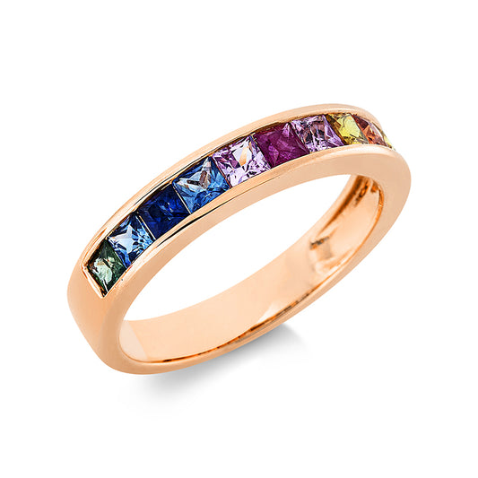 Ring 18 kt RG, 11 Saphire 1,32 ct fancy