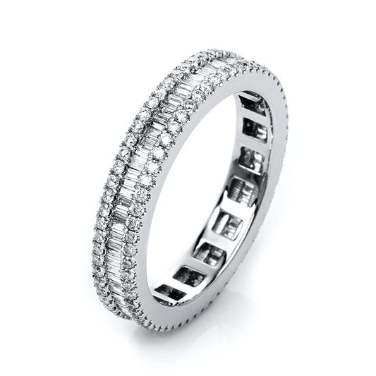 Ring 18 kt WG, 77 Bag. 0,53 ct, TW-si, 120 Brill. 0,62 ct, TW-si