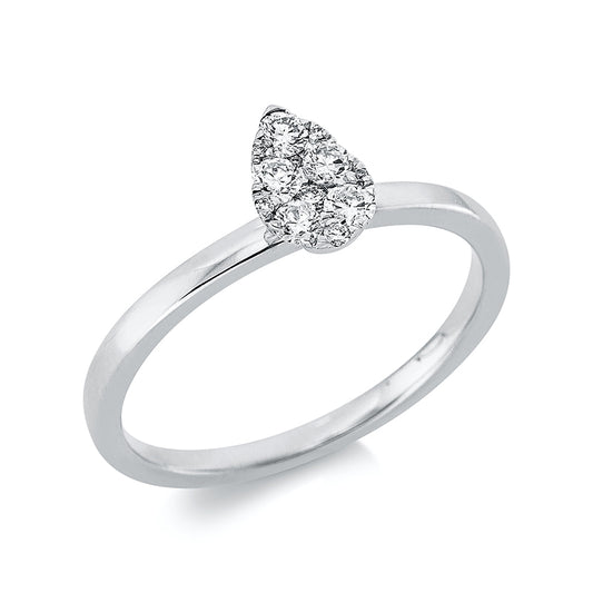 Ring 18 kt WG, 1 Brill. 0,01 ct, TW-si, 5 Brill. 0,20 ct, TW-si, 6 Brill. 0,02 ct, TW-si