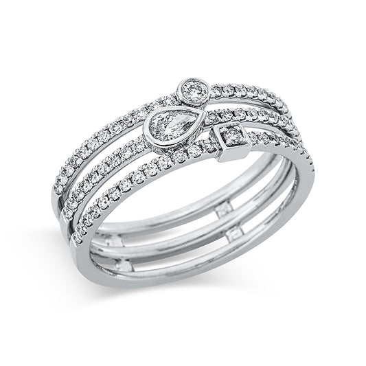Ring 18 kt WG, 1 Brill. 0,10 ct, TW-si, 66 Brill. 0,35 ct, TW-si