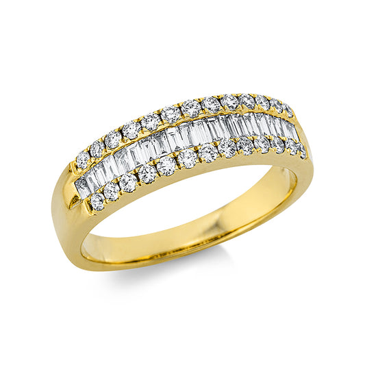 Ring 18 kt GG, 21 Bag. 0,39 ct, TW-vsi, 26 Brill. 0,45 ct, TW-si