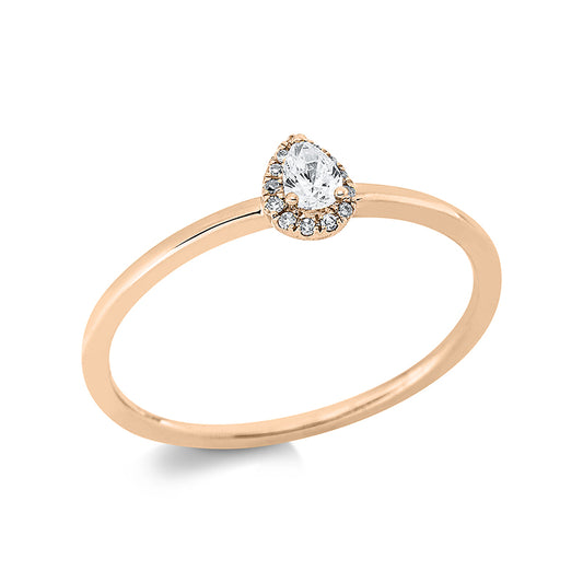 Ring 18 kt RG, 1 Tropfen 0,09 ct, TW-vsi, 13 Dia. 0,03 ct, W-si
