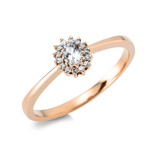 Ring 18 kt RG, 14 Dia. 0,05 ct, TW-si, 1 Morganit 0,13 ct rosa