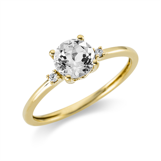 Ring 18 kt GG, Fassung rhodiniert, 2 Brill. 0,03 ct, TW-si, 1 Amethyst 0,75 ct grün