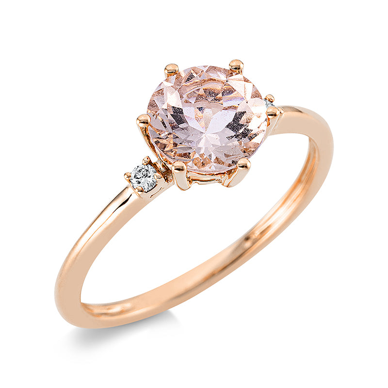 Ring 18 kt RG, 2 Brill. 0,04 ct, TW-si, 1 Morganit 1,00 ct rosa