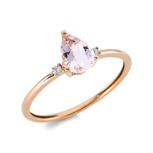 Ring 18 kt RG, 2 Brill. 0,02 ct, TW-si, 1 Morganit 0,58 ct rosa