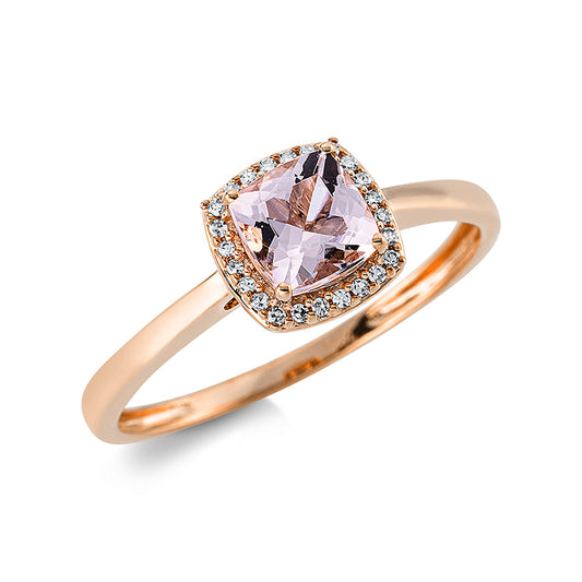 Ring 18 kt RG, 24 Dia. 0,05 ct, TW-si, 1 Morganit 0,54 ct rosa