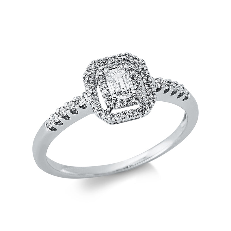 Ring 18 kt WG, 48 Dia. 0,08 ct, TW-si, 1 Sm.schliff 0,21 ct, TW-si, 10 Brill. 0,07 ct, TW-si