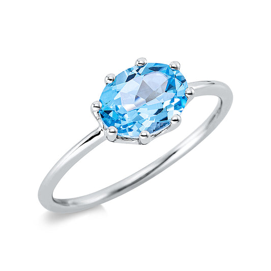 Ring 18 kt WG, 1 Topas 1,46 ct blau