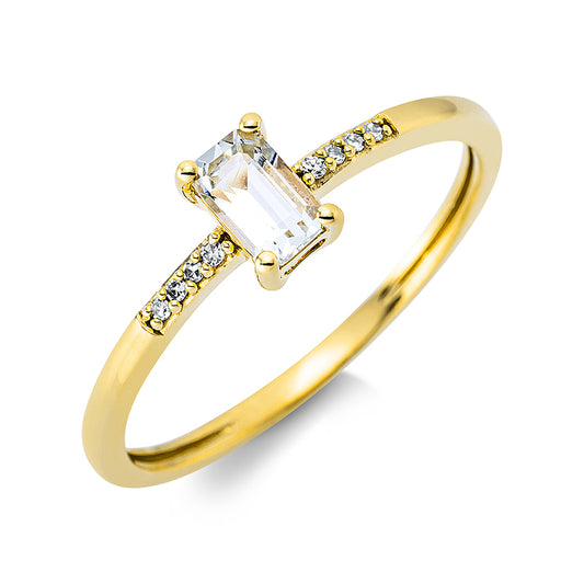 Ring 18 kt GG, 8 Dia. 0,02 ct, TW-si, 1 Amethyst 0,29 ct grün