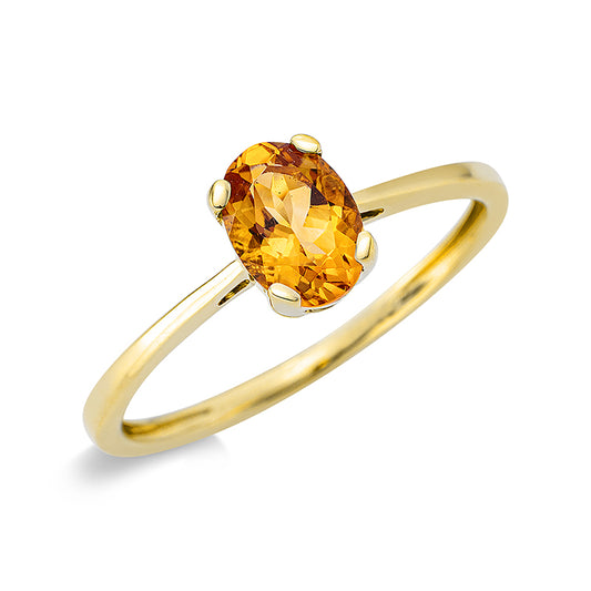 Ring 18 kt GG, 1 Citrin 0,67 ct gelb