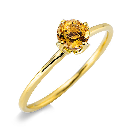 Ring 18 kt GG, 1 Citrin 0,44 ct gelb