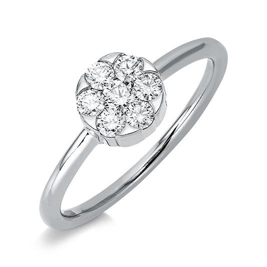 Ring 18 kt WG, 1 Brill. 0,10 ct, TW-si, 6 Brill. 0,27 ct, TW-si