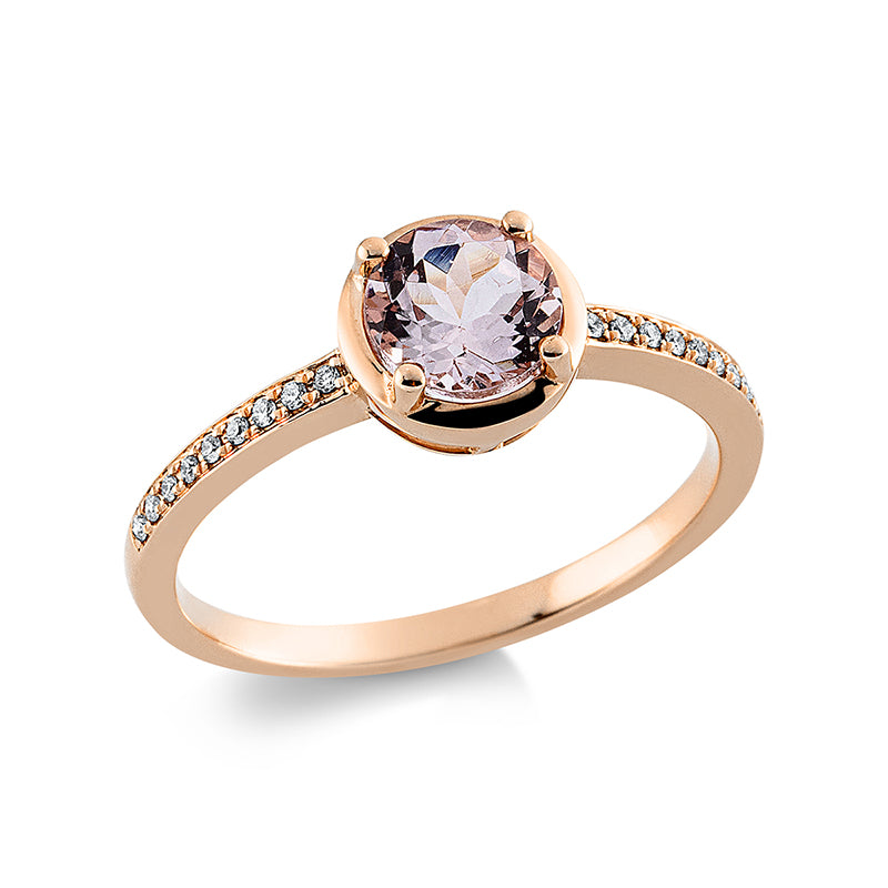 Ring 18 kt RG, 18 Brill. 0,09 ct, TW-si, 1 Morganit 0,81 ct rosa