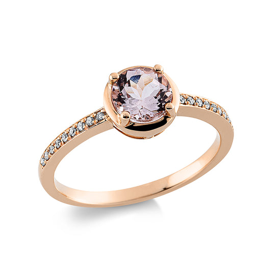 Ring 18 kt RG, 18 Brill. 0,09 ct, TW-si, 1 Morganit 0,81 ct rosa