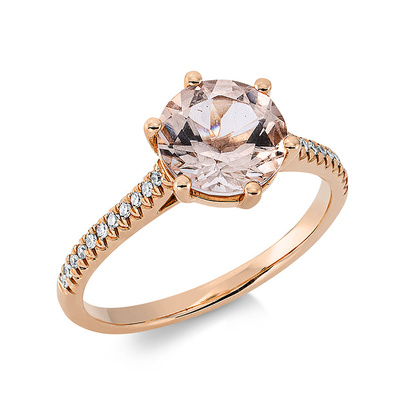 Ring 18 kt RG, 22 Dia. 0,09 ct, TW-si, 1 Morganit 1,70 ct rosa