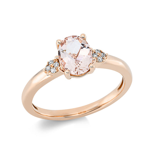Ring 18 kt RG, 8 Dia. 0,03 ct, TW-si, 1 Morganit 1,03 ct rosa