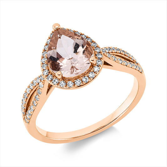 Ring 18 kt RG, 59 Dia. 0,24 ct, TW-si, 1 Morganit 1,29 ct rosa