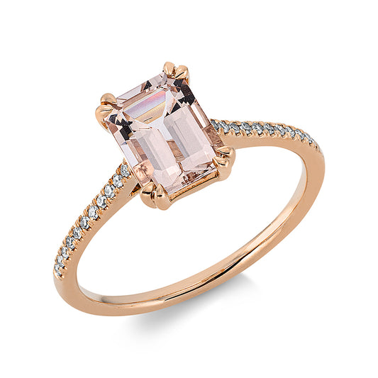 Ring 18 kt RG, 22 Dia. 0,08 ct, TW-si, 1 Morganit 1,99 ct rosa