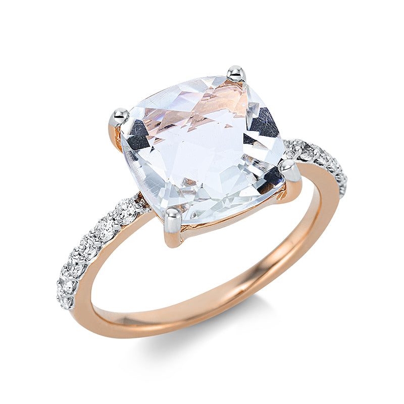 Ring 18 kt RG, Fassung rhodiniert, 12 Brill. 0,25 ct, TW-si, 1 Amethyst 3,24 ct grün