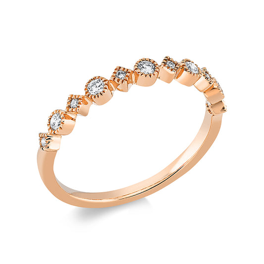 Ring 18 kt RG, 5 Brill. 0,14 ct, TW-si, 6 Brill. 0,04 ct, TW-si