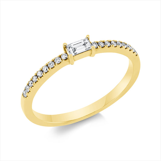 Ring 18 kt GG, 1 Bag. 0,12 ct, TW-si, 18 Brill. 0,09 ct, TW-si