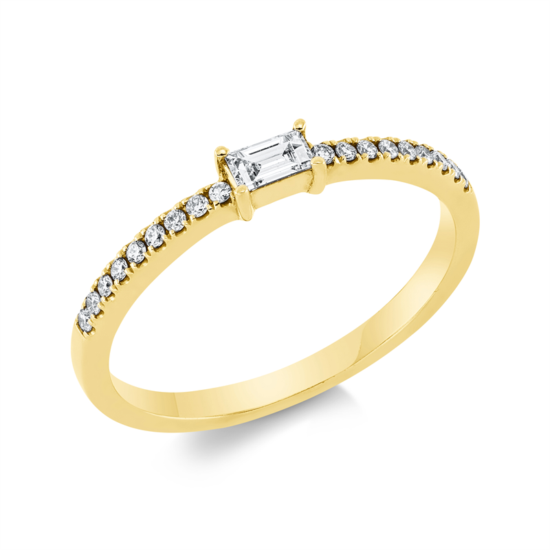 Ring 18 kt GG, 1 Bag. 0,12 ct, TW-si, 18 Brill. 0,09 ct, TW-si