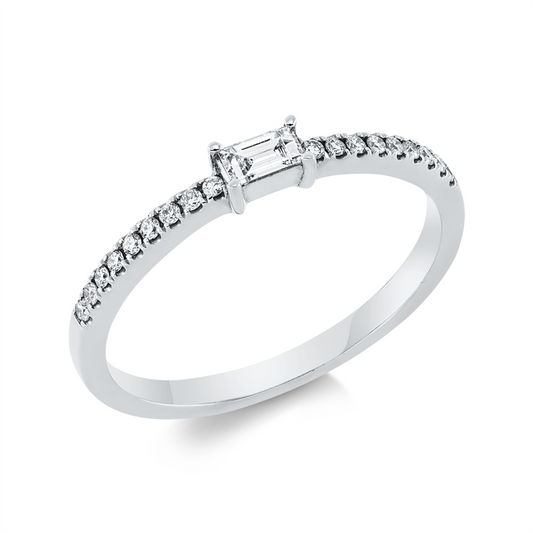 Ring 18 kt WG, 18 Brill. 0,09 ct, TW-si, 1 Bag. 0,12 ct, TW-si