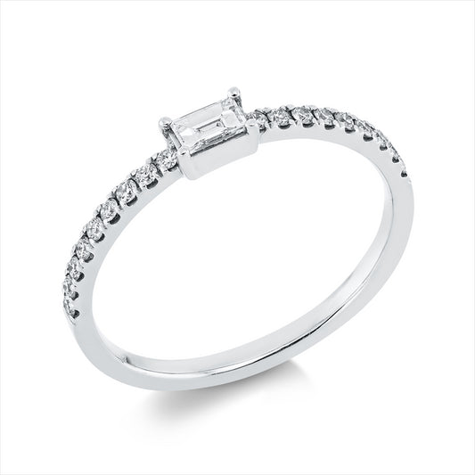 Ring 18 kt WG, 1 Bag. 0,12 ct, TW-si, 18 Brill. 0,15 ct, TW-si