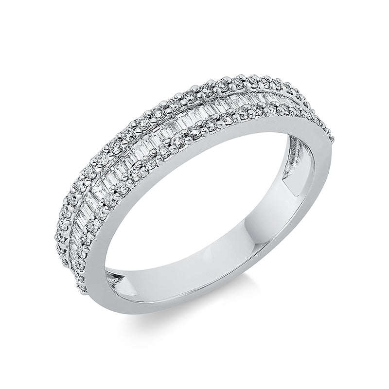 Ring 18 kt WG, 34 Bag. 0,28 ct, TW-si, 50 Brill. 0,26 ct, TW-si