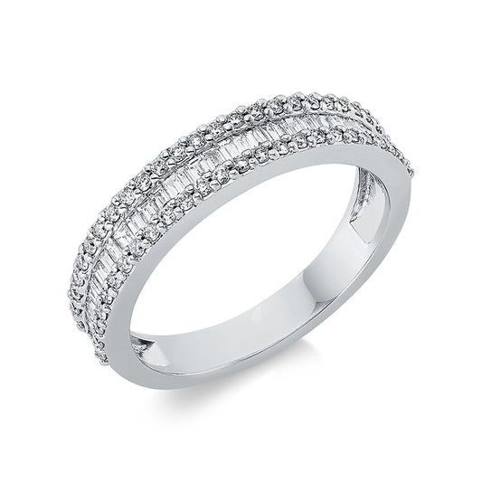 Ring 18 kt WG, 34 Bag. 0,28 ct, TW-si, 50 Brill. 0,26 ct, TW-si