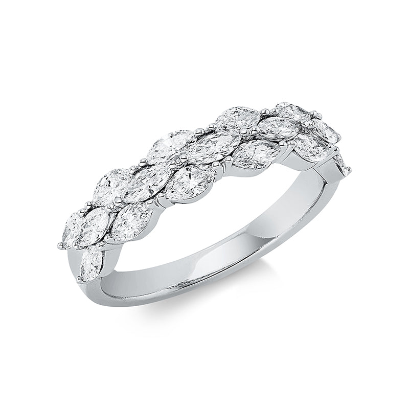 Ring 18 kt WG, 17 Nav. 1,10 ct, TW-vsi