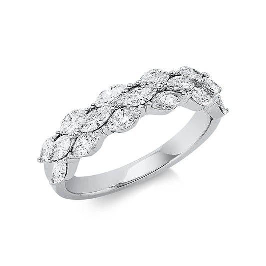 Ring 18 kt WG, 17 Nav. 1,10 ct, TW-vsi