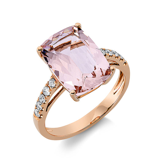 Ring 18 kt RG, 10 Brill. 0,24 ct, TW-si, 1 Morganit 4,26 ct rosé