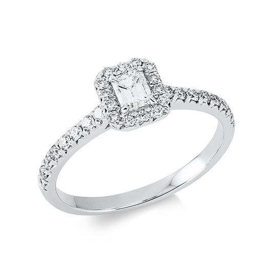 Ring 18 kt WG, 1 Sm.schliff 0,26 ct, TW-si, 30 Brill. 0,33 ct, W-si