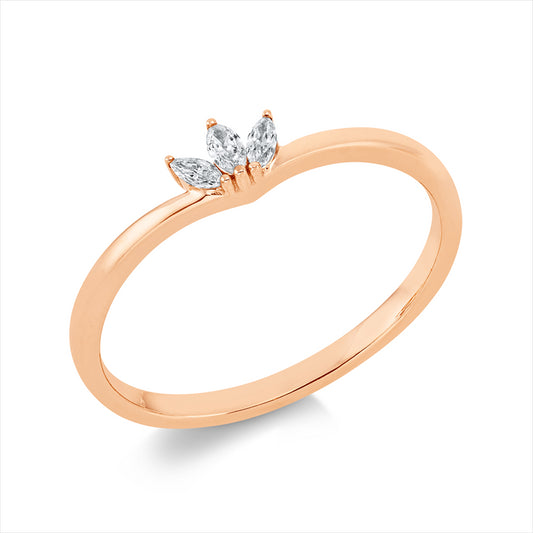 Ring 18 kt RG, 3 Nav. 0,10 ct, TW-si