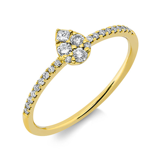 Ring 18 kt GG, 3 Brill. 0,10 ct, TW-si, 1 Princ. 0,03 ct, TW-si, 20 Brill. 0,08 ct, TW-si